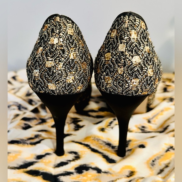Caparros black and gold sparkling heels - Picture 3 of 10